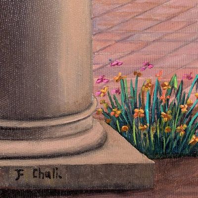 Alternate image for Oil on Canvas Realist Painting of a Church from Guatemala Ancient Capuchinas II