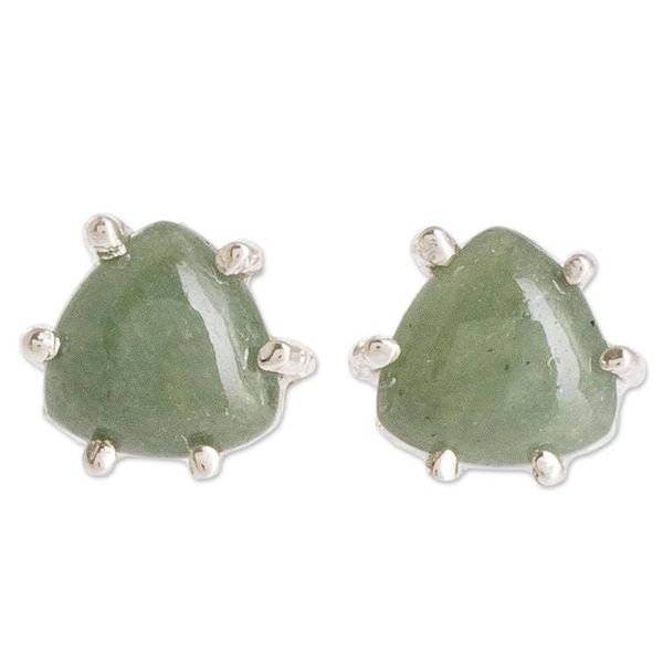 Alternate image for Green Jade Stud Earrings Trillium in Green