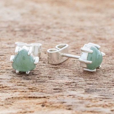 Alternate image for Green Jade Stud Earrings Trillium in Green