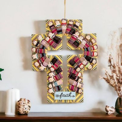 Primary image for Handmade Guatemalan Worry Doll Cross for Wall Display Keep the Faith