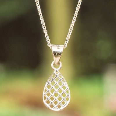 Alternate image for High-Polished Drop-Shaped Sterling Silver Pendant Necklace Ethereal Shine