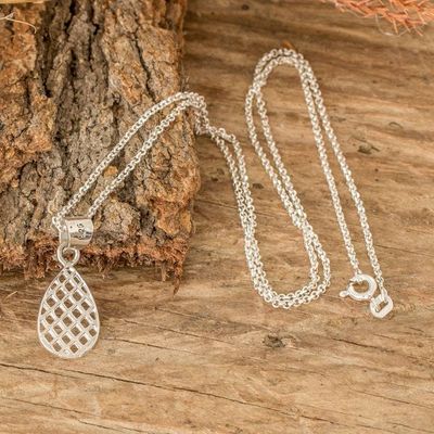 Alternate image for High-Polished Drop-Shaped Sterling Silver Pendant Necklace Ethereal Shine