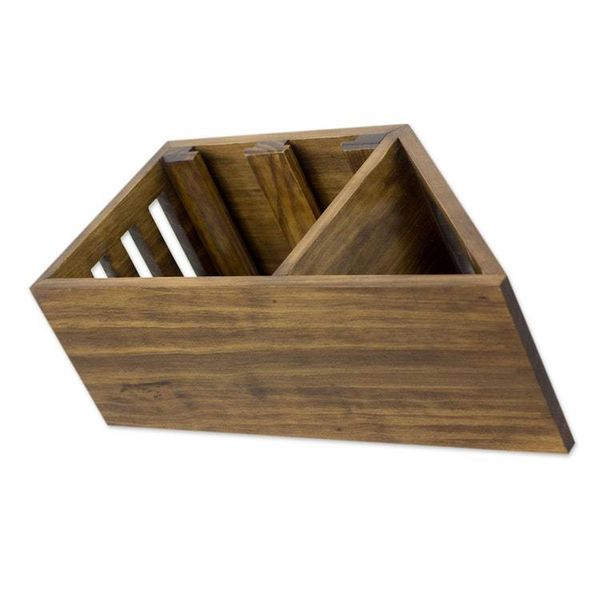 Alternate image for Artisan Crafted Wood Holder for Wine Bottle and Glasses Organic Minimalism