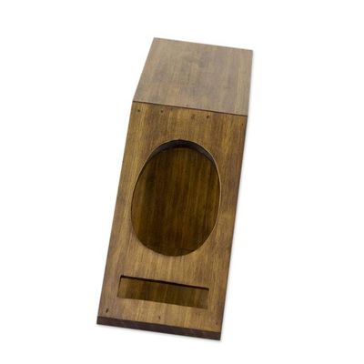 Alternate image for Artisan Crafted Wood Holder for Wine Bottle and Glasses Organic Minimalism