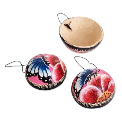 Alternate image for Set of 3 Hand-Painted Dried Gourd Butterfly Wall Accents Fluttering Magic