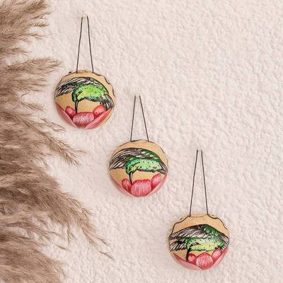 Primary image for Set of 3 Hand-Painted Dried Gourd Bird Wall Accents Hummingbird Harmony