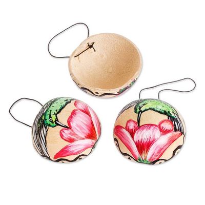 Alternate image for Set of 3 Hand-Painted Dried Gourd Bird Wall Accents Hummingbird Harmony