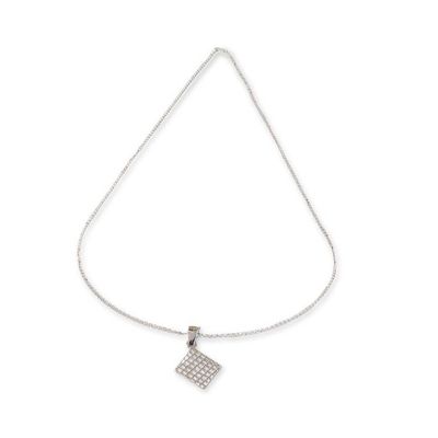 Alternate image for Polished Geometric-Patterned Diamond-Shaped Pendant Necklace Ethereal Diamond