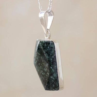Alternate image for Sterling Silver Pendant Jade Necklace Maya Empress