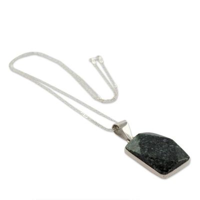 Alternate image for Sterling Silver Pendant Jade Necklace Maya Empress