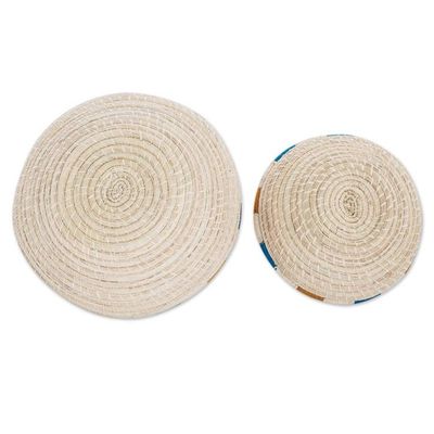 Alternate image for Natural Palm Fiber Coiled Baskets from Nicaragua Pair Coiled Accents