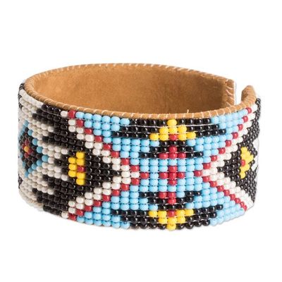 Alternate image for Traditional Blue and Black Glass Beaded Cuff Bracelet Heavens Union