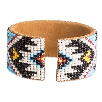 Alternate image for Traditional Blue and Black Glass Beaded Cuff Bracelet Heavens Union