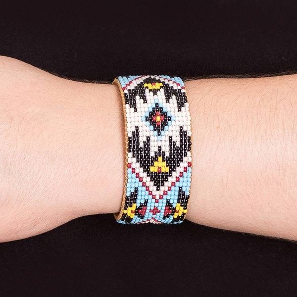 Alternate image for Traditional Blue and Black Glass Beaded Cuff Bracelet Heavens Union