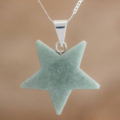 Alternate image for Jade Star Pendant Necklace in Apple Green from Guatemala Stellar Light in Apple Green