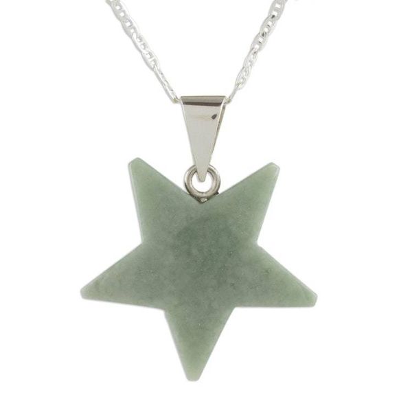 Alternate image for Jade Star Pendant Necklace in Apple Green from Guatemala Stellar Light in Apple Green