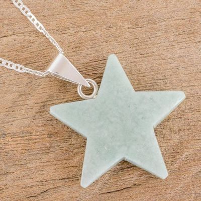 Alternate image for Jade Star Pendant Necklace in Apple Green from Guatemala Stellar Light in Apple Green
