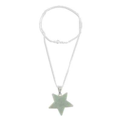 Alternate image for Jade Star Pendant Necklace in Apple Green from Guatemala Stellar Light in Apple Green