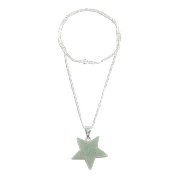 Alternate image for Jade Star Pendant Necklace in Apple Green from Guatemala Stellar Light in Apple Green