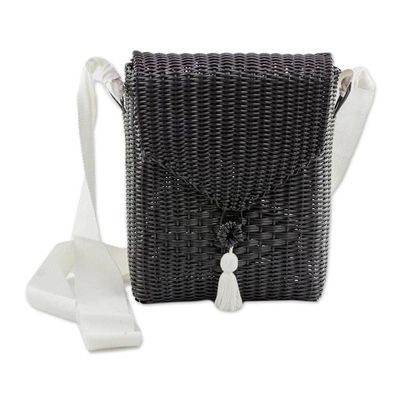 Alternate image for Handwoven Sling in Black from Guatemala Stylish Diamond in Black