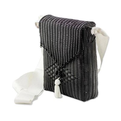 Alternate image for Handwoven Sling in Black from Guatemala Stylish Diamond in Black