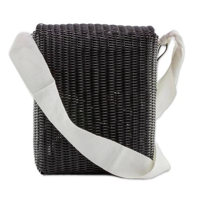 Alternate image for Handwoven Sling in Black from Guatemala Stylish Diamond in Black