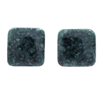 Alternate image for Dark Green Square Jade Stud Earrings from Guatemala Simply Luxurious in Dark Green