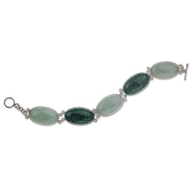 Alternate image for Light Green and Forest Green Jade and Silver Bracelet From the Queen