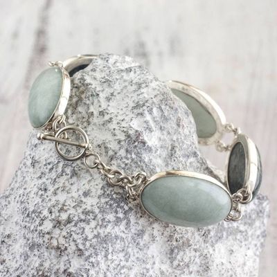 Alternate image for Light Green and Forest Green Jade and Silver Bracelet From the Queen