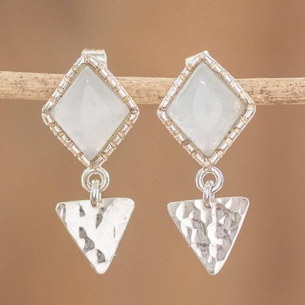 Alternate image for Sterling Silver and Jade Dangle Earrings from Guatemala Ice Green Diamond Too