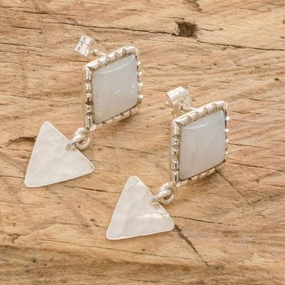 Alternate image for Sterling Silver and Jade Dangle Earrings from Guatemala Ice Green Diamond Too