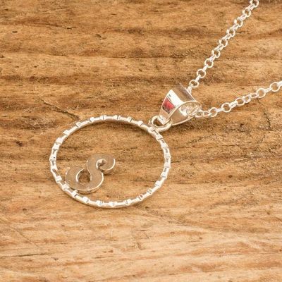 Alternate image for Initial Pendant Necklace Made with 925 Sterling Silver Circled S