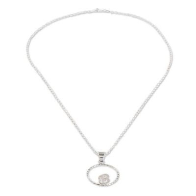 Alternate image for Initial Pendant Necklace Made with 925 Sterling Silver Circled B