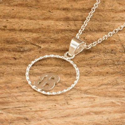 Alternate image for Initial Pendant Necklace Made with 925 Sterling Silver Circled B