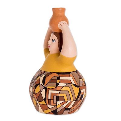 Alternate image for Hand Crafted Ceramic Woman Sculpture From Nicaragua Water Pitcher
