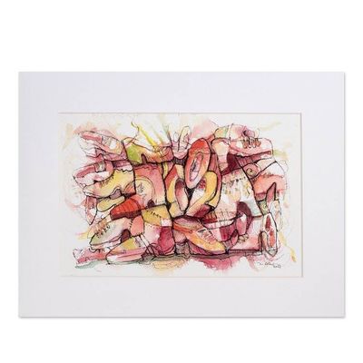 Alternate image for Watercolor Ink on Paper Expressionist Painting of Shoes Colorful Shoes III