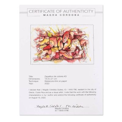 Alternate image for Watercolor Ink on Paper Expressionist Painting of Shoes Colorful Shoes III