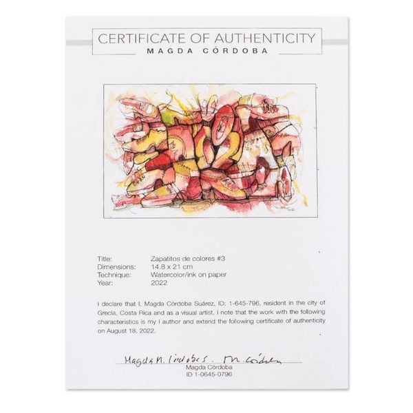 Alternate image for Watercolor  Ink on Paper Expressionist Painting of Shoes Colorful Shoes III