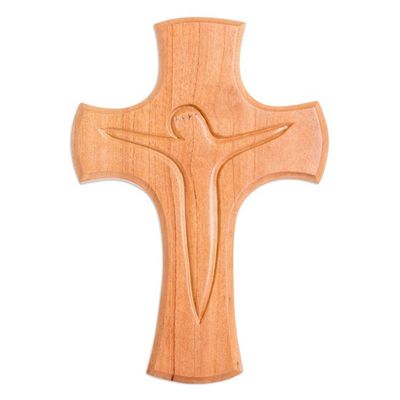 Alternate image for Cedar Wood Wall Cross Hand Crafted in Guatemala Renewed Faith