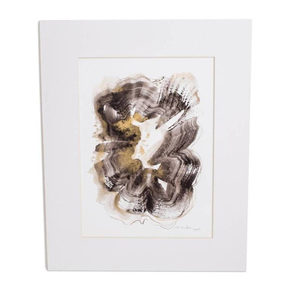 Abstract Painting Made with Mineral Pigments Watercolor 'Infinity Series V'