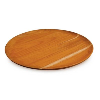 Alternate image for Sustainable Handcrafted Round Teakwood Serving Platter Memorable Meals