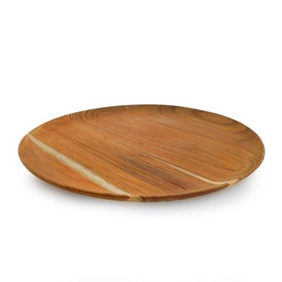 Alternate image for Sustainable Handcrafted Round Teakwood Serving Platter Memorable Meals
