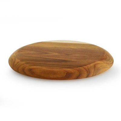 Alternate image for Sustainable Handcrafted Round Teakwood Serving Platter Memorable Meals