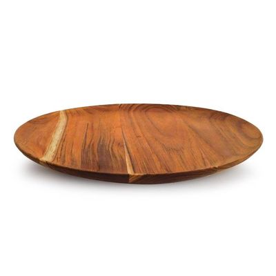 Alternate image for Sustainable Handcrafted Round Teakwood Serving Platter Memorable Meals