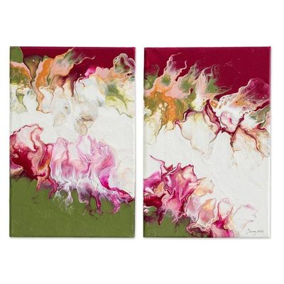 Primary image for Abstract Acrylic Pour Diptych Pair Abstract Flashes