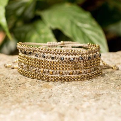 Alternate image for Handcrafted 5-Piece Wristband Bracelet Set in Natural Beige Artisan of Mine