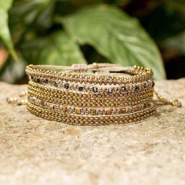 Alternate image for Handcrafted 5-Piece Wristband Bracelet Set in Natural Beige Artisan of Mine