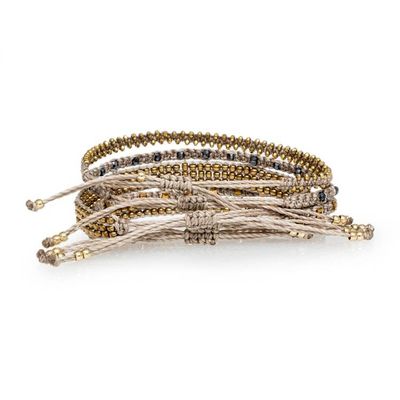 Alternate image for Handcrafted 5-Piece Wristband Bracelet Set in Natural Beige Artisan of Mine