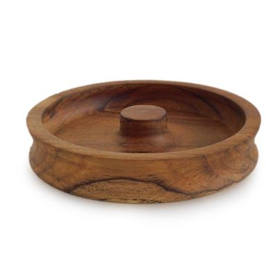 Alternate image for Artisan-Made Natural Grain-Patterned Teak Wood Glass Rimmer Happy Hour
