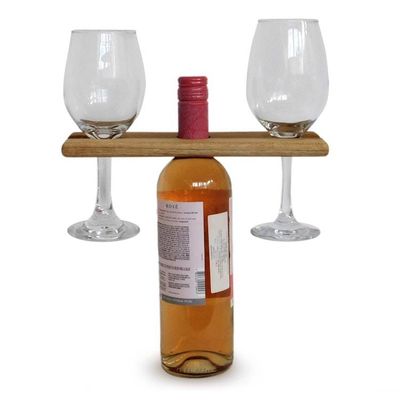 Alternate image for Avant-Garde Hand-Carved Teak Wood Bottle and Glass Holder Taste Tradition